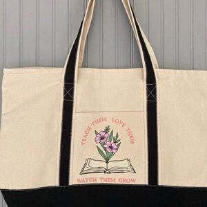 Customize Canvas Tote Bag with Floral  Design and We Accept Bulk Orders